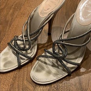 Rene Caovilla dark rhinestone heels